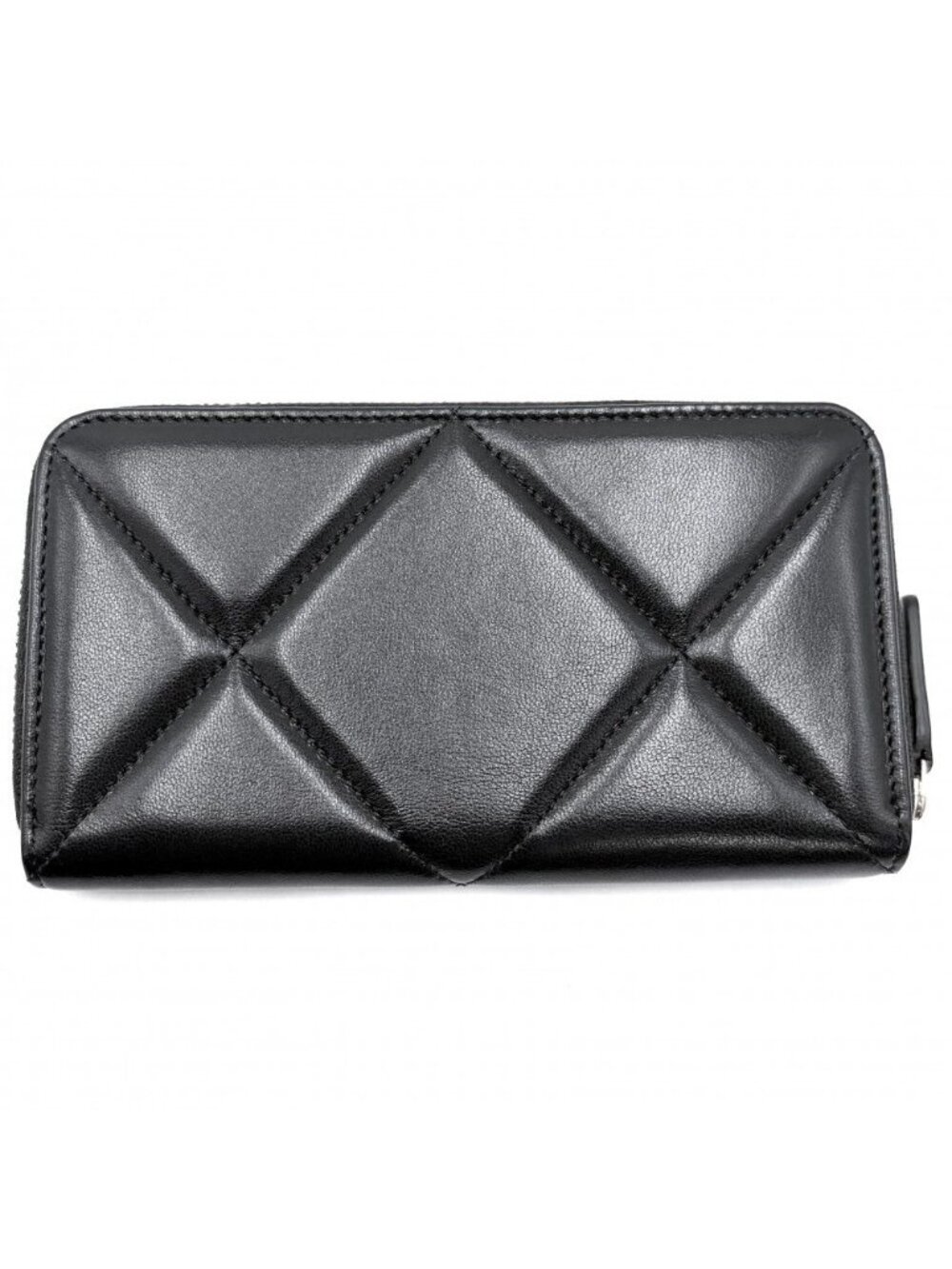 Chanel Wallet Zip Around Zip 19 Quilted CC Logo Lambskin Black Gold - Picture 2 of 8